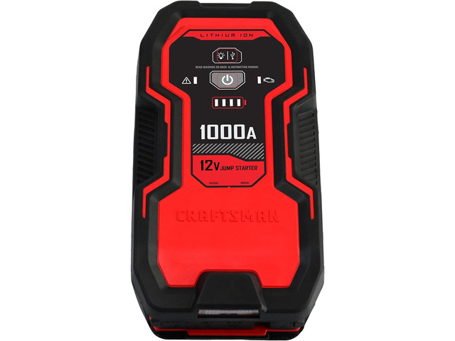 CRAFTSMAN CMXCESM263 1000A 12V Lithium Jump Starter Portable USB Power Up to 25 Jumps Per Charge LED Area Light Starts Up to 6.0L Gas and 3.0L...