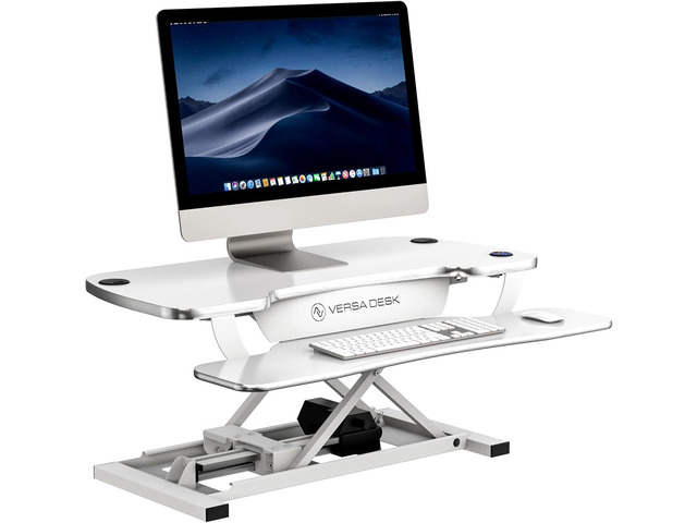 VERSADESK Electric Standing Desk Converter, 36 Inch PowerPro 36 Inch Height-Adjustable Sit Stand Desktop Riser with Keyboard Tray, USB Charging...