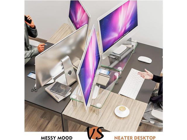 2 Pack Computer Monitor Riser with Height Adjustable Multi Media Desktop Stand for Flat Screen LCD LED TV, Laptop/Notebook/Xbox One
