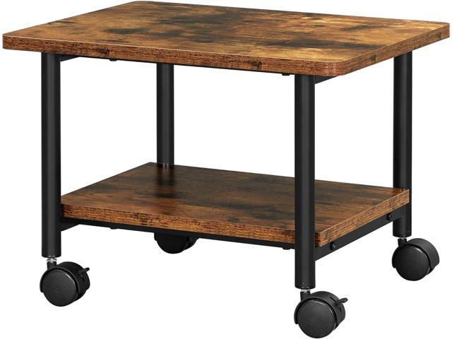 VASAGLE Industrial Under Desk Printer Stand, 2-Tier Mobile Machine Cart with Shelf, Heavy Duty Storage Rack for Office and Home, Rustic Brown and...