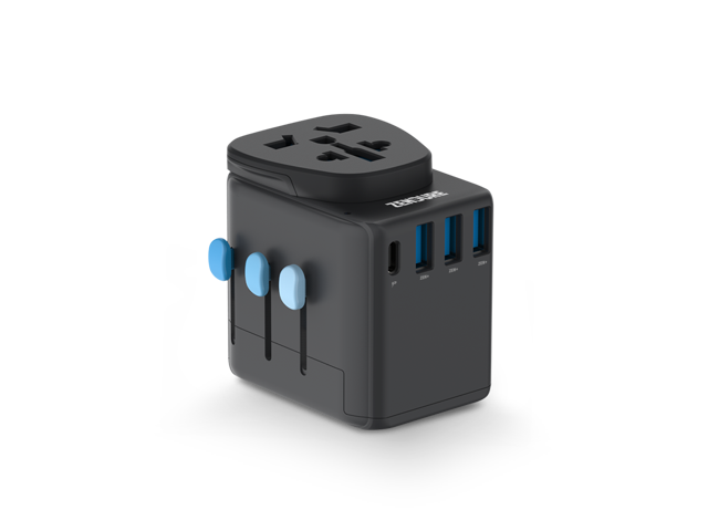 Zendure Passport Pro World Travel Adapter with Grounding and PD - Black