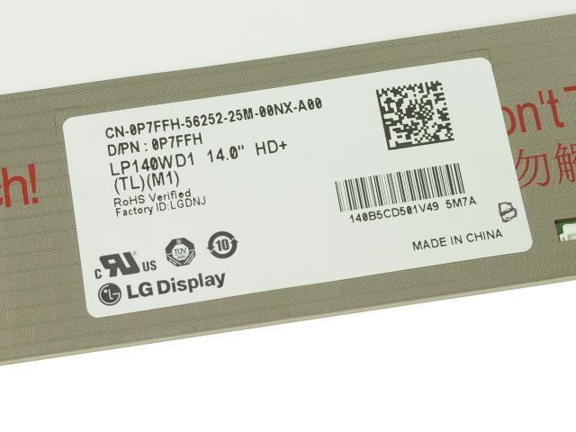 P7FFH LCD Panel 14' FHD, Glossy, LED, WXGA++ LG LP140WD1 W/Cover, Hinges, WebCam Latitude E6430