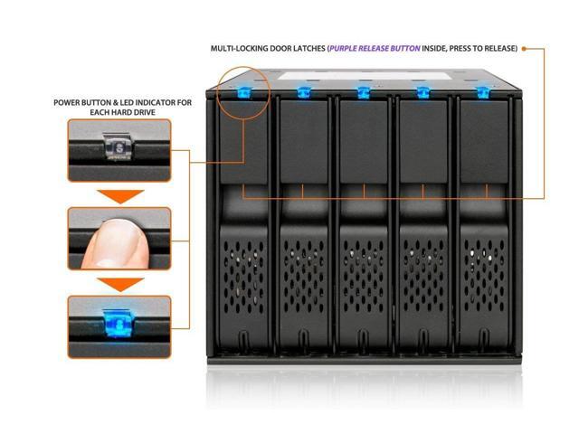 ICY DOCK MB975SP-B R1 Tray-Less 5 Bay 3.5' SATA Hard Drive Hot Swap Backplane Cage in 3X External 5.25' Bay FlexCage Series