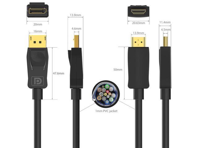 aibileec DisplayPort to HDMI Display Cable, 4K DisplayPort (DP) to HDMI,Uni-Directional, 4k@30Hz, 1920x1200, 1080p, Gold-Plated Plugs, 6 Foot, Black