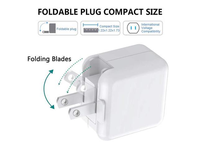 iPhone Charger iPad Charger, 2.4A 12W USB Wall Charger Foldable Portable Travel Plug with 1-Pack Cable Compatible with iPhone 7/8/X/XS/11/12/13,...