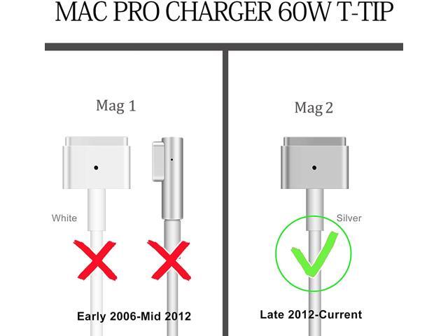 Mac Book Pro Charger, Replacement for Mac Book Pro 13 Inch 2012-2016 Retina Display AC 60W 2 T Shape Connector Power Adapter