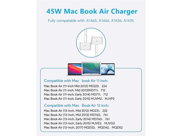 aibileec Mac book Air Charger Replacement for Mac Air AC 45W Power T-tip Shape Connector Power Adapter for 11 inch and 13 inch (Between 2012-2017)