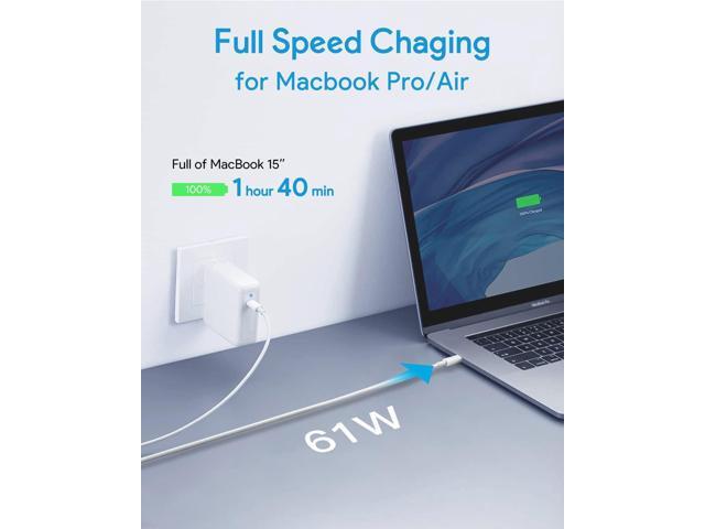 61W AC Power Adapter for MacBook Pro 13 Air Charger Power supply with USB-C Charging Cable Also compatible other USB C Chare Device