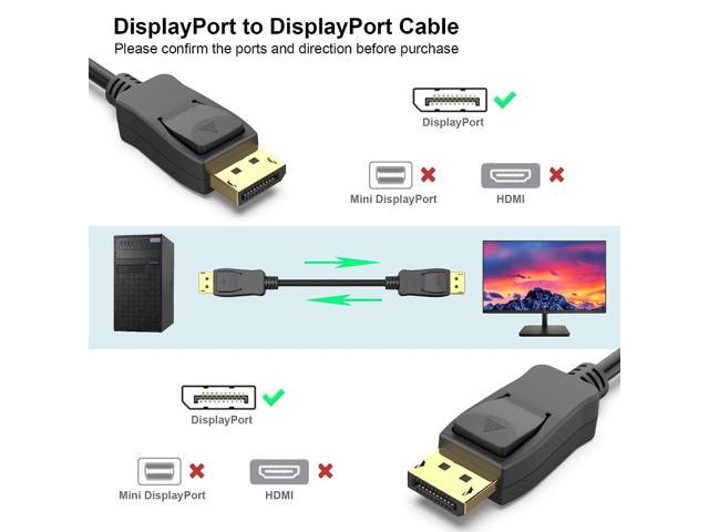 DisplayPort to DisplayPort 6 Feet Cable, DP to DP Male to Male Cable Gold-Plated Cord, Supports 4K@60Hz, 2K@144Hz Compatible for Lenovo, Dell, HP,...