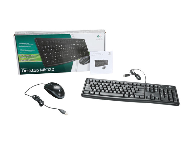 Logitech MK120 Wired USB Keyboard and Mouse - Black