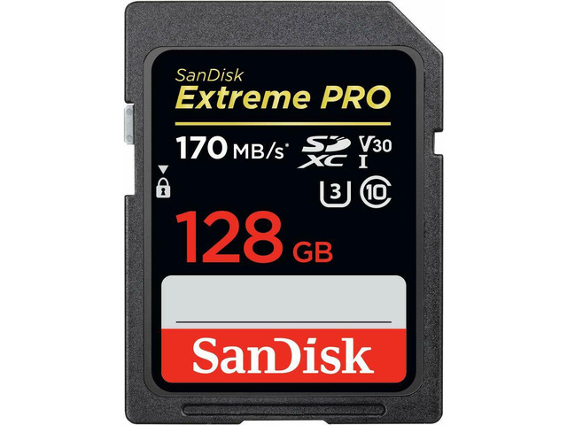 SanDisk 128GB Extreme Pro SDXC UHS-I Card - C10, U3, V30, 4K UHD, SD Card - SDSDXXY-128G-GN4IN
