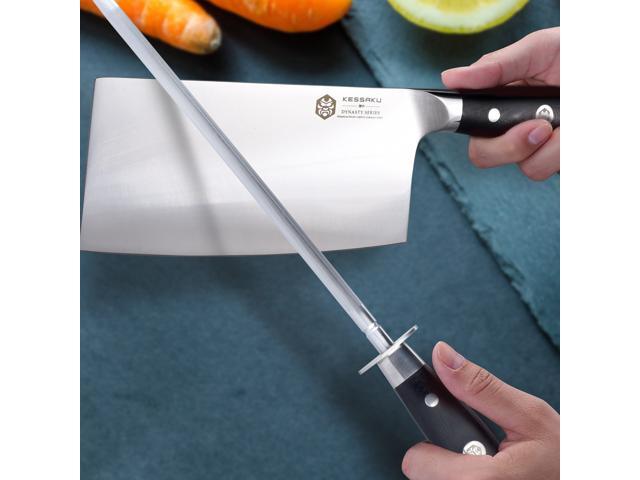 Kessaku 10-Inch Sharpening Steel Honing Rod - Dynasty Series - G10 Full Tang Handle