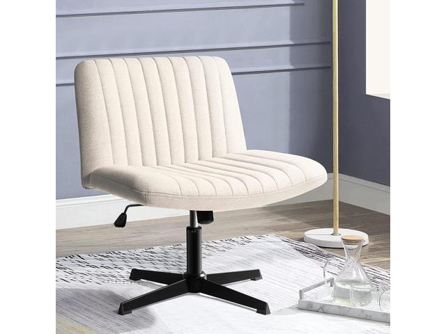 Vitesse Armless Office Desk Chair No Wheels,Fabric Padded Modern Swivel Vanity Chair,Height Adjustable Wide Seat Computer Task Chair for Home...