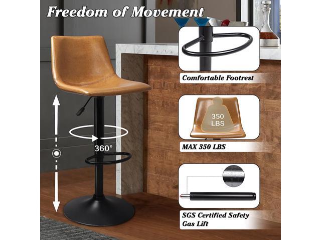 Vitesse Adjustable Swivel Bar Stools Set of 2,Counter Height Bar Stools with Back,350 LBS PU Leather Bar Stool for Kitchen Island,Upholstered Pub...
