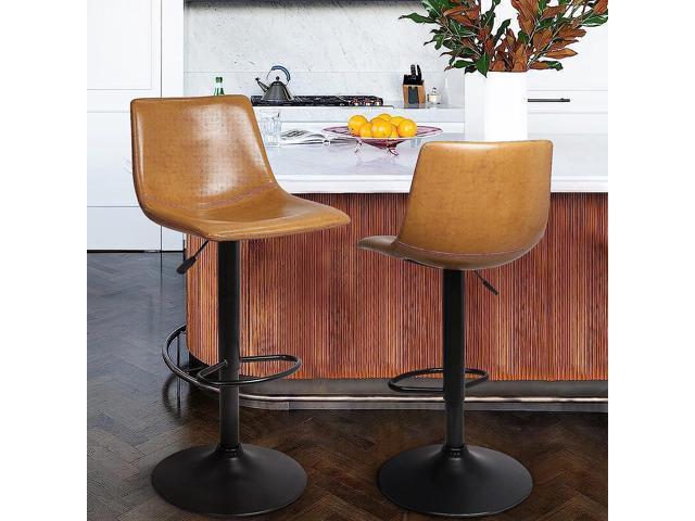 Vitesse Adjustable Swivel Bar Stools Set of 2,Counter Height Bar Stools with Back,350 LBS PU Leather Bar Stool for Kitchen Island,Upholstered Pub...