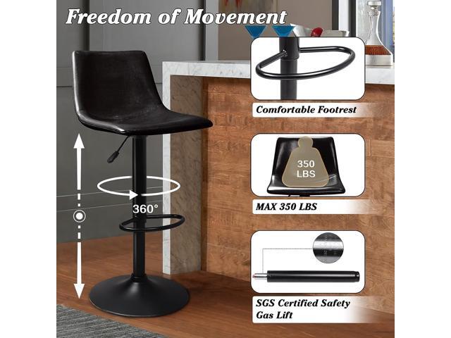Vitesse Adjustable Swivel Bar Stools Set of 2,Counter Height Bar Stools with Back,350 LBS PU Leather Bar Stool for Kitchen Island,Upholstered Pub...