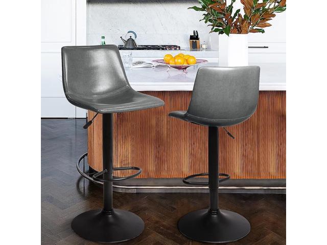 Vitesse Adjustable Swivel Bar Stools Set of 2,Counter Height Bar Stools with Back,350 LBS PU Leather Bar Stool for Kitchen Island,Upholstered Pub...