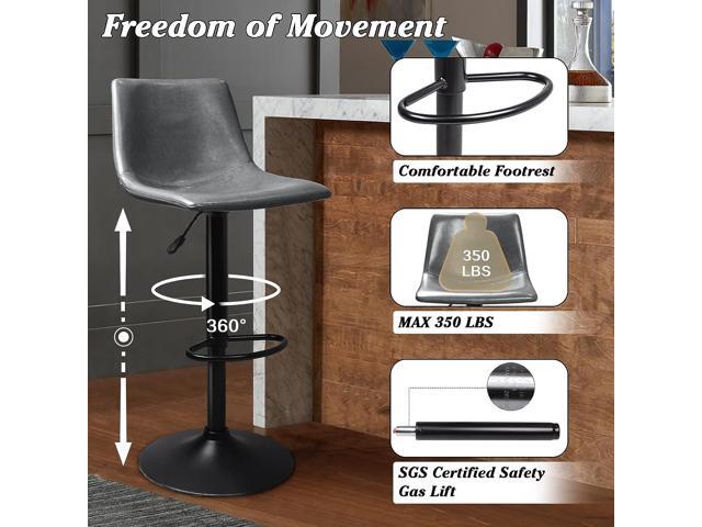 Vitesse Adjustable Swivel Bar Stools Set of 2,Counter Height Bar Stools with Back,350 LBS PU Leather Bar Stool for Kitchen Island,Upholstered Pub...