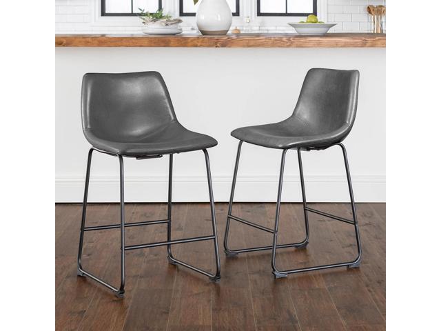 Vitesse 26 inch Bar Stools Set of 2, Modern Counter Height Bar Stools, Faux Leather Barstool with Back and Metal Leg, Armless Dining Chairs for...