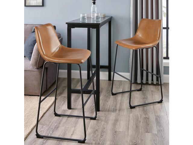 Vitesse 30 inch Bar Stools Set of 2, Modern Bar Height Barstools, Faux Leather Stool with Back and Metal Leg, Armless Tall Bar Dining Chairs for...