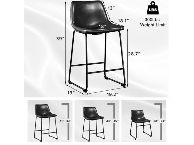 Vitesse 30 inch Bar Stools Set of 2, Modern Bar Height Barstools, Faux Leather Stool with Back and Metal Leg, Armless Tall Bar Dining Chairs for...