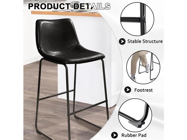 Vitesse 30 inch Bar Stools Set of 2, Modern Bar Height Barstools, Faux Leather Stool with Back and Metal Leg, Armless Tall Bar Dining Chairs for...