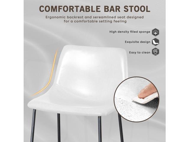 Vitesse 26 inch Bar Stools Set of 2, Modern Counter Height Bar Stools, Faux Leather Barstool with Back and Metal Leg, Armless Dining Chairs for...