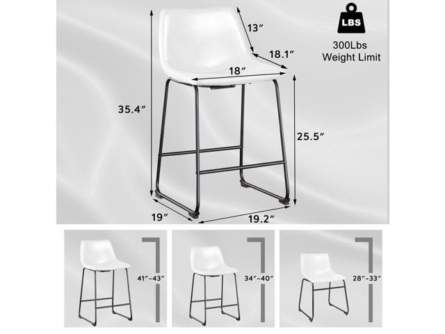 Vitesse 26 inch Bar Stools Set of 2, Modern Counter Height Bar Stools, Faux Leather Barstool with Back and Metal Leg, Armless Dining Chairs for...