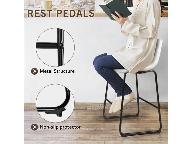Vitesse 26 inch Bar Stools Set of 2, Modern Counter Height Bar Stools, Faux Leather Barstool with Back and Metal Leg, Armless Dining Chairs for...