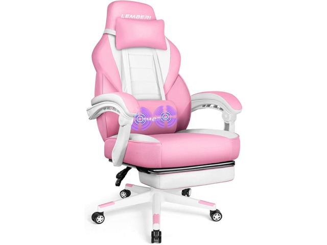 Vitesse Pink Gaming Chair with footrest, Kawaii Cute Pink Gamer Chair for Girl,Girls Video Game Chairs,Computer Gaming Chair with Headrest and...