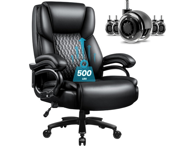 VITESSE Big and Tall Office Chair, 500lbs Office Chair for Heavy People - Adjustable Lumbar Support, Quiet Rubber Wheels Heavy Duty Metal Base,...