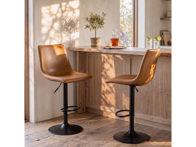 Vitesse Adjustable Swivel Bar Stools Set of 2,Counter Height Bar Stools with Bac