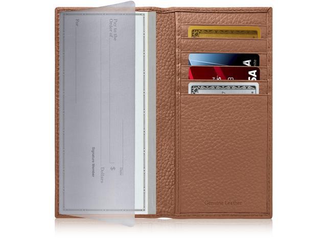 Genuine Leather Checkbook Cover For Men & Women - Checkbook Covers With Card Holder Wallet RFID Blocking