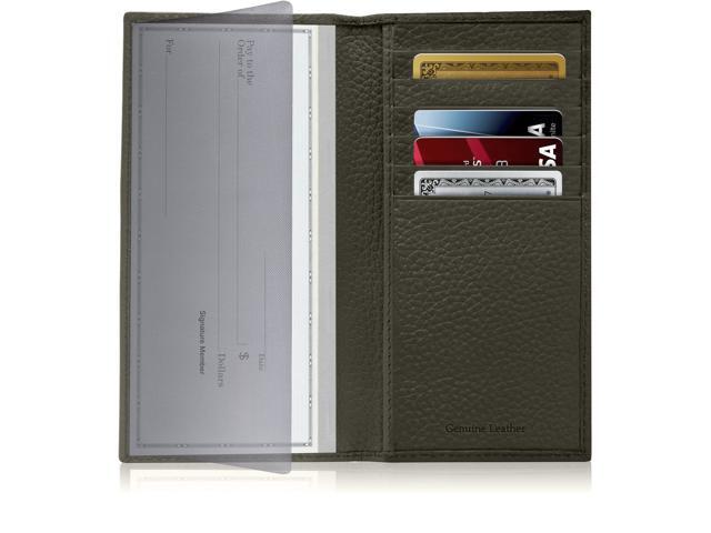 Genuine Leather Checkbook Cover For Men & Women - Checkbook Covers With Card Holder Wallet RFID Blocking