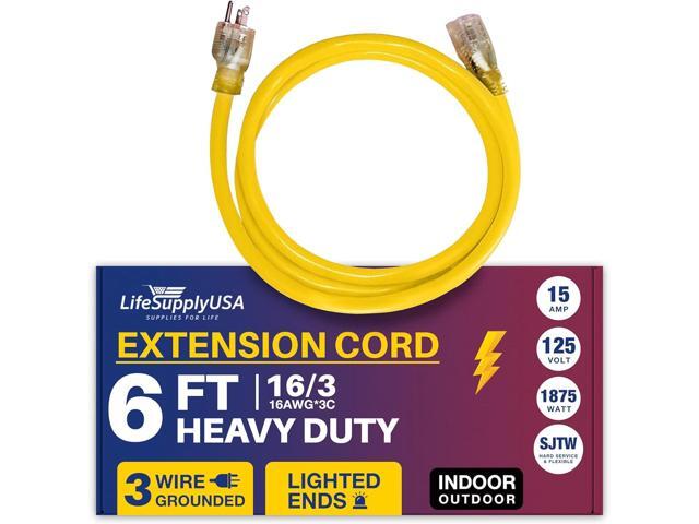 6ft Outdoor/Indoor Extension Cord 10/3 Gauge Ultra Heavy Duty 3 Prong SJTW, Waterproof, Flexible Cold-Resistant Long Power Cord,15A 125V 1875W,...