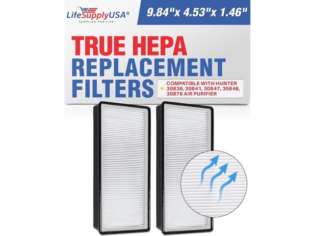 2PK Replacement HEPA Filter fits Hunter 30904 Air Purifiers 30836, 30841, 30847, 30848, 30876