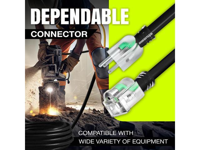100ft Outdoor/Indoor Extension Cord 10/3 Gauge Ultra Heavy Duty 3 Prong SJTW, Waterproof, Flexible Cold-Resistant Long Power Cord,125 Amp 1875W,...