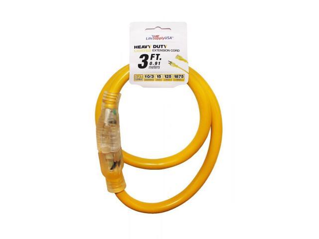 10/3 3 ft. SJTW Lighted End Heavy Duty Extension Cord (3 feet)