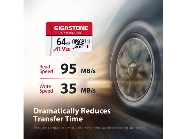 Gigastone 64GB Micro SD Card, Gaming Plus, Nintendo-Switch Compatible MicroSDXC Memory Card, 95MB/s, 4K Video Recording, Action Camera, Wyze,...