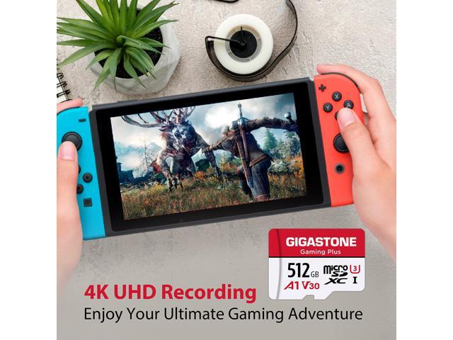 Gigastone 512GB Micro SD Card, Gaming Plus, Nintendo Switch Compatible, 100MB/s, 4K Video Recording Camera, MicroSDXC UHS-I, A1 Run App, Class 10