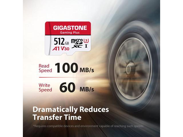 Gigastone 512GB Micro SD Card, Gaming Plus, Nintendo Switch Compatible, 100MB/s, 4K Video Recording Camera, MicroSDXC UHS-I, A1 Run App, Class 10