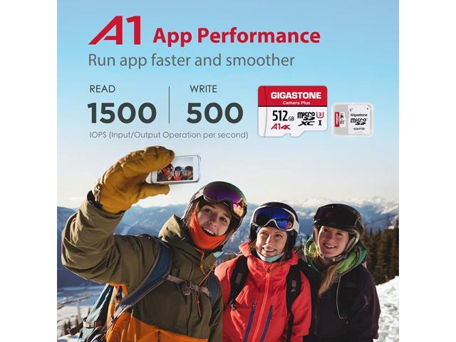 Gigastone 512GB Micro SD Card, Camera Plus, GoPro, Action Camera, Sports Camera, A1 Run App for Smartphone, Nintendo-Switch Compatible, 100MB/s, 4K...