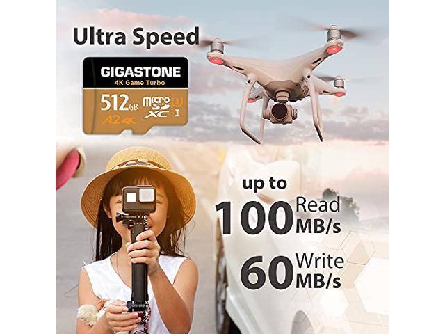 [5-Yrs Free Data Recovery] Gigastone 512GB Micro SD Card, 4K Game Turbo, MicroSDXC Memory Card for Nintendo-Switch, GoPro, Action Camera, DJI, UHD...