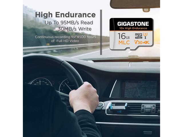 [10x High Endurance] Gigastone Industrial 16GB MLC Micro SD Card, 4K Video Recording, Security Cam, Dash Cam, Surveillance Compatible 95MB/s, U3...