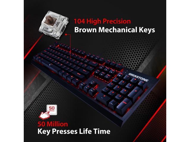 [Gigastone Mechanical Gaming Keyboard] Gaming Keyboard with LED RGB Backlit Keys, Brown Switches Mechanical Keyboard, Precise Tactile Feedback,...
