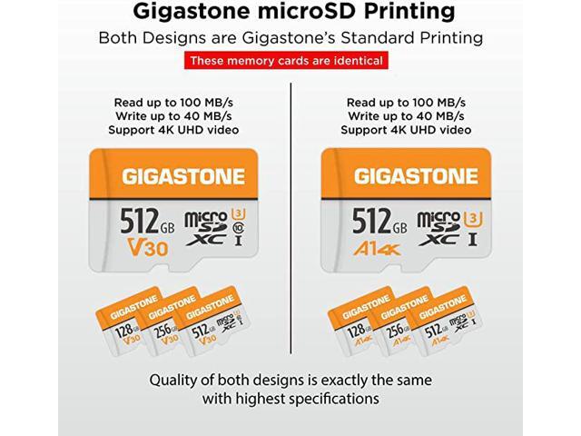 Gigastone 512GB Micro SD Card, 4K Video Pro, GoPro, Surveillance, Security Camera, Action Camera, Drone, 100MB/s MicoSDXC Memory Card UHS-I V30...