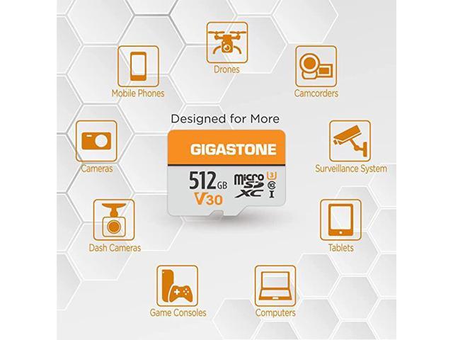 Gigastone 512GB Micro SD Card, 4K Video Pro, GoPro, Surveillance, Security Camera, Action Camera, Drone, 100MB/s MicoSDXC Memory Card UHS-I V30...