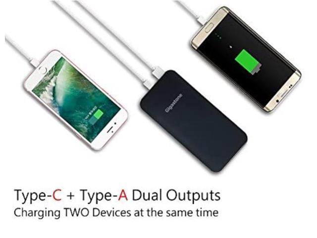 Gigastone USB-C Power Bank 10000mAh, Ultra Slim 0.4 Inch Thickness, Type C Input 5V/2A Type C Output 5V/3A Qualcomm QC3.0 Output 5V/3A LED Display...