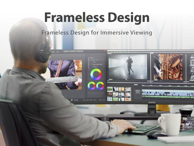 Gigastone 27 inch IPS LED Back Light Monitor 75Hz FHD 1920 x 1080, 178° Wide View Frameless Computer Monitor 5ms, Built-in Speakers, Eye Care...