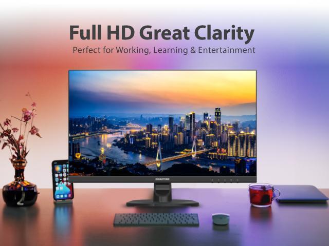 Gigastone 27 inch IPS LED Back Light Monitor 75Hz FHD 1920 x 1080, 178° Wide View Frameless Computer Monitor 5ms, Built-in Speakers, Eye Care...